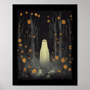 Spook in het bloemenbos Halloween Gothic Spooky Poster
