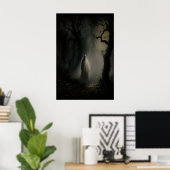 Spook in het bos bij maanlicht, vintage poster (Thuiskantoor)