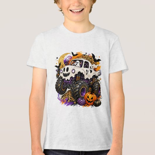 Spook in monstertruck Tri-Blend shirt (Voorkant)
