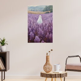 Spook in Paarse bloemenveld Poster