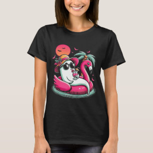Spook In Reddingsboei Flamingo Op Een Zwembad Drij T-shirt