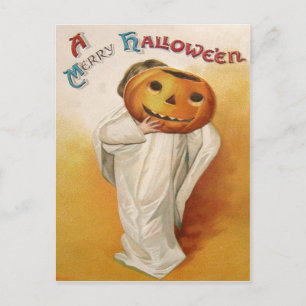 Spook Jack O Lantern Pompoen Kind Briefkaart