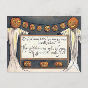 Spook Jack O Lantern Pompoen Vogelverschrikker Briefkaart