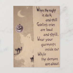 Spook Jack O Lantern Pompoen Zwarte Kat Briefkaart