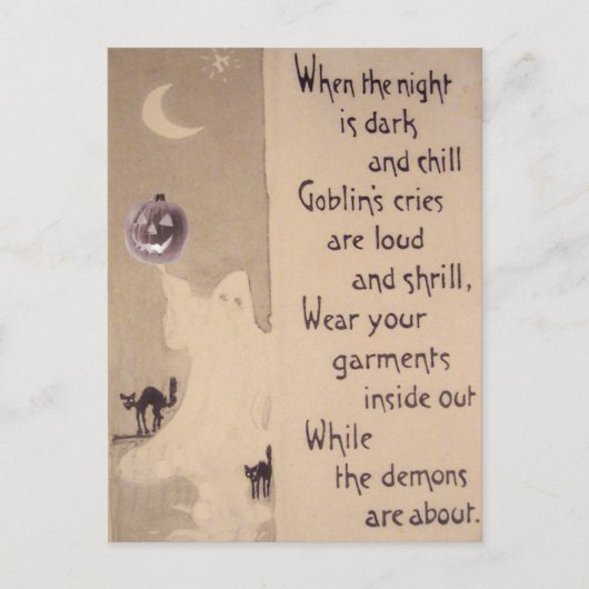 Spook Jack O Lantern Pompoen Zwarte Kat Briefkaart (Voorkant)