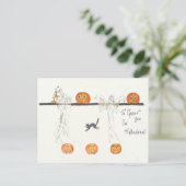 Spook Jack O Lantern Pompoen Zwarte Kat Briefkaart (Staand voorkant)