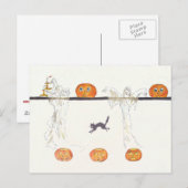 Spook Jack O Lantern Pompoen Zwarte Kat Briefkaart (Voorkant / Achterkant)