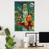 Spook Jack O Lantern Uil Volle Maan Poster (Thuiskantoor)