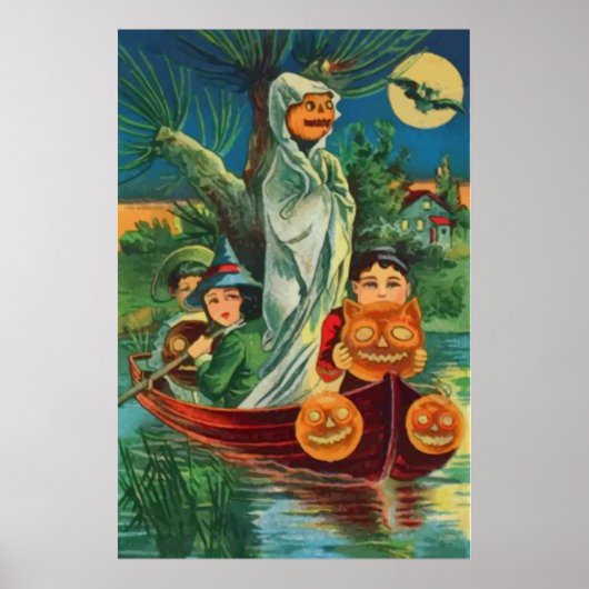 Spook Jack O Lantern Uil Volle Maan Poster (Voorkant)