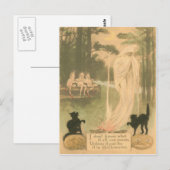 Spook Jack O Lantern Zwarte Kat Elfen Briefkaart (Voorkant / Achterkant)