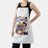 Spook Kat Lezen Boeken Lover Gifts Halloween Spoo Schort (Insitu)