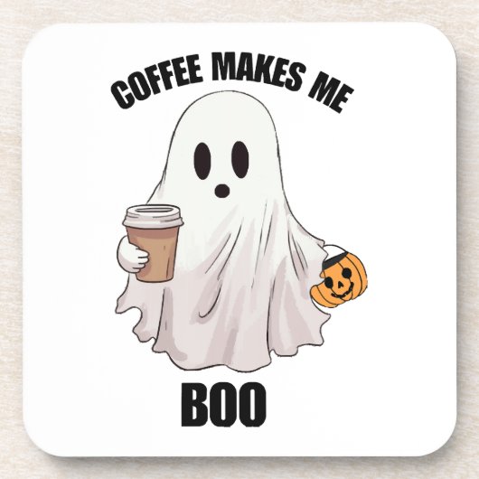 Spook Koffie Halloween Grappig Bier Onderzetter (Voorkant)