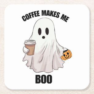 Spook Koffie Halloween Grappig Kartonnen Onderzetters