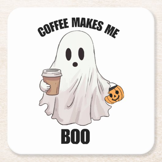 Spook Koffie Halloween Grappig  Kartonnen Onderzetters (Voorkant)