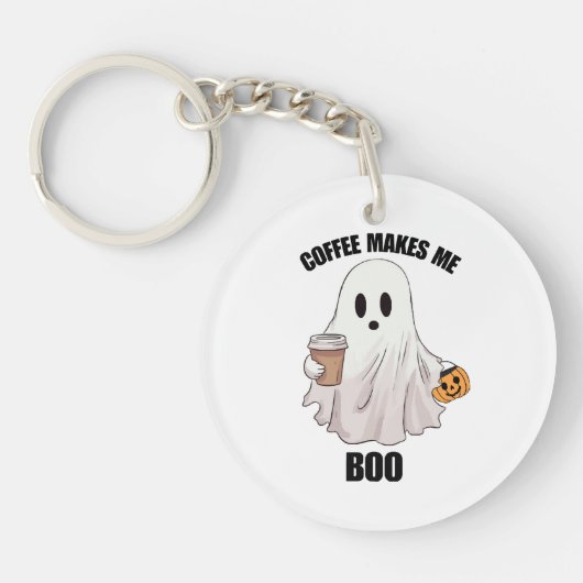 Spook Koffie Halloween Grappig Sleutelhanger (Voorkant)