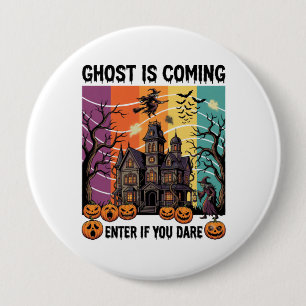 Spook komt Halloween spookhuis heks Pomp Ronde Button 4,0 Cm