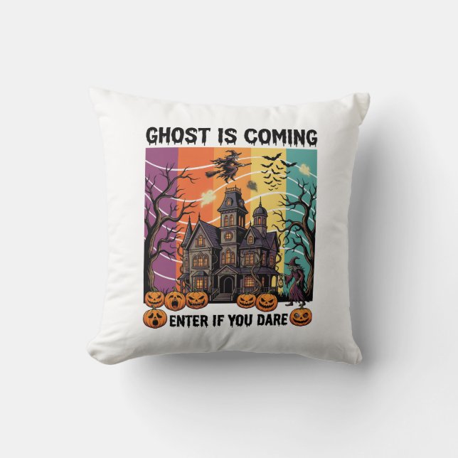 Spook komt Halloween-spookhuis Heksenpomp Kussen (Voorkant)