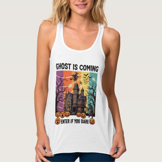 Spook komt Halloween-spookhuis Heksenpomp Tanktop (Voorkant)
