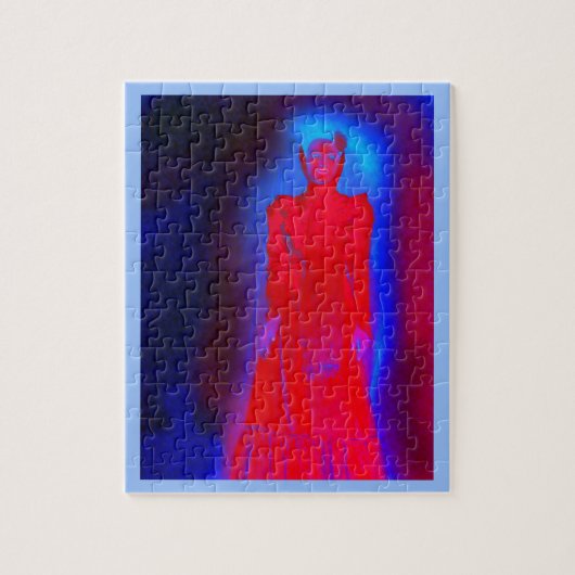 Spook lady in het rood kunst legpuzzel (Verticaal)