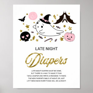 Spook Late Nacht Luiers Baby Shower Spel Bord Poster