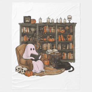 Spook leest boek Kattenliefhebber Halloween  Fleece Deken