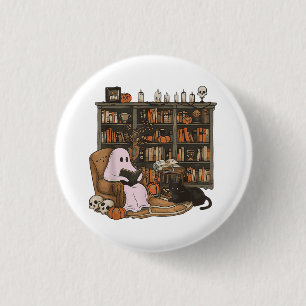 Spook leest boek Kattenliefhebber Halloween  Ronde Button 3,2 Cm