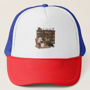 Spook leest boek Kattenliefhebber Halloween Trucker Pet