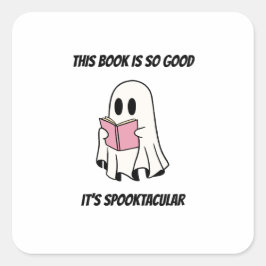 Spook leest een Boek Halloween Grafisch Vierkante Sticker