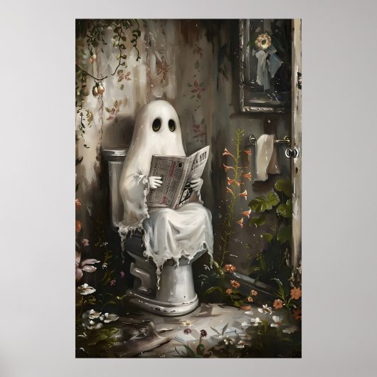 Spook leest Kunstprint Krant, Whimsical Poster (Voorkant)