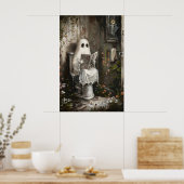 Spook leest Kunstprint Krant, Whimsical Poster (Keuken)