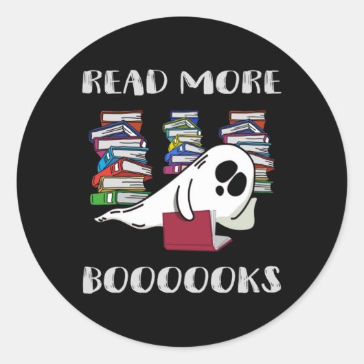 spook leest meer boeken met halloween boeken ronde sticker (Voorkant)