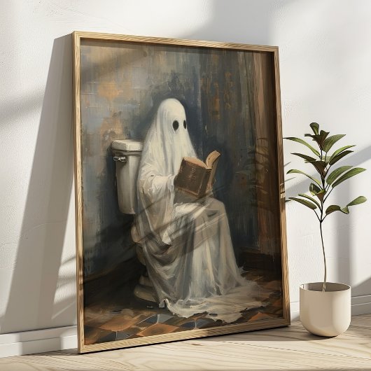 Spook lezen van een boek  Halloween badkamer Poster