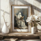 Spook lezen van een boek  Halloween badkamer Poster