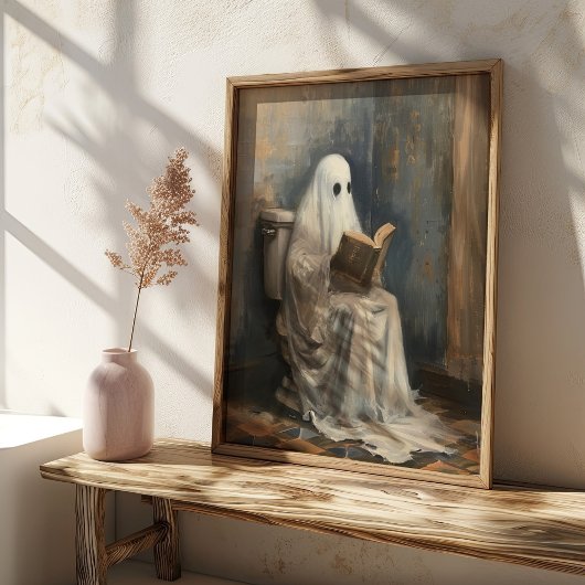 Spook lezen van een boek  Halloween badkamer Poster