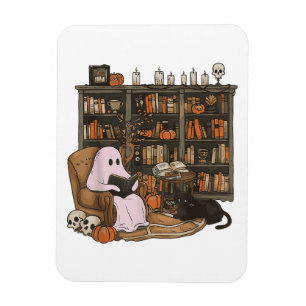 Spook lezend boek Kattenliefhebber Halloween Magneet