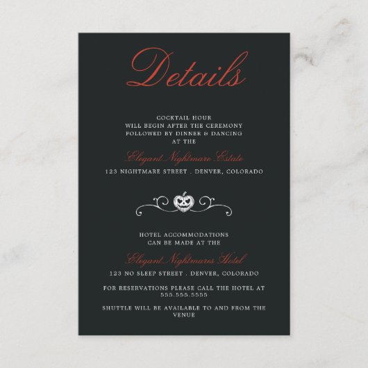 Spook Liefde Bruiloft Informatiekaartje (Voorkant)