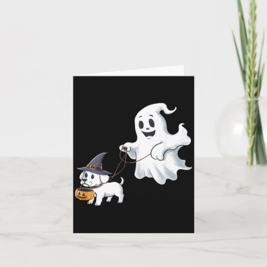 Spook Loopt De Hond Halloween Kaart (Voorkant)
