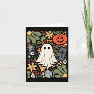Spook met bloemen Halloween Bloemen Pompoen Ghost Kaart