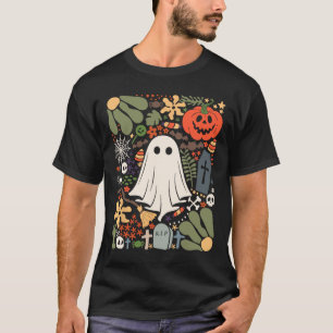 Spook met bloemen Halloween Bloemen Pompoen Ghost T-shirt