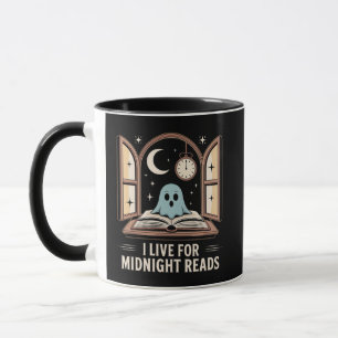 Spook met Boek Midnight Leest Crème en Goud Mok