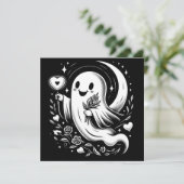 Spook met Hart en Rozen Schattigee Spooky Valentij Kaart (Staand voorkant)