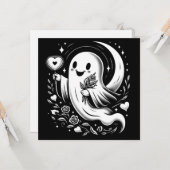 Spook met Hart en Rozen Schattigee Spooky Valentij Kaart (Voorkant / Achterkant in situ)