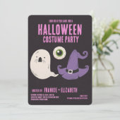 Spook Met Heks Halloween Kostuum Feest Kaart (Staand voorkant)