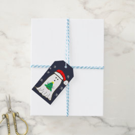 Spook met Kerstboom Cadeaulabel