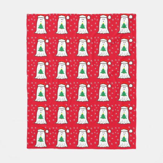Spook met Kerstboom Fleece Deken (Voorkant)