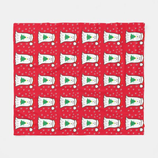 Spook met Kerstboom Fleece Deken (Voorkant (Horizontaal))