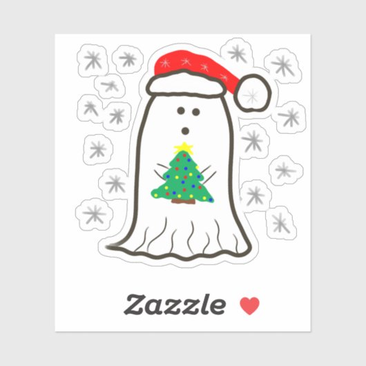 Spook met Kerstboom Sticker (Vel)
