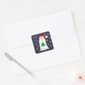 Spook met Kerstboom Vierkante Sticker (Envelop)