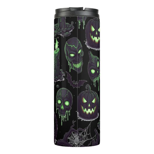 Spook met lantaarn en groene ogen thermosbeker (Achterkant)