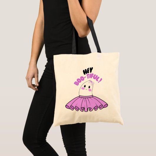 Spook met Paarse rok & Hey Boo-tiful! Halloween Tote Bag (Voorkant (product))